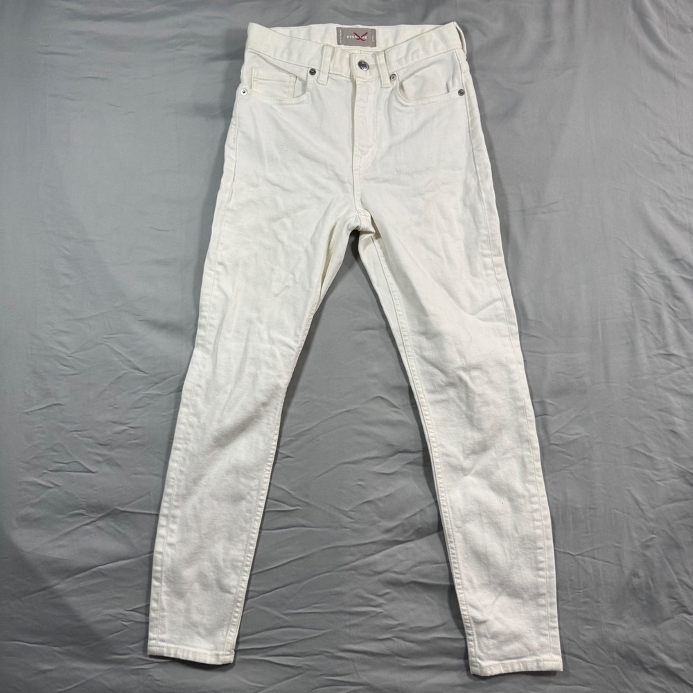 EVERLANE High Rise Skinny Ankle‎ Jeans Women's 24 White Boho Festival